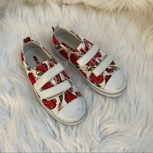 Prada white & red  heart print canvas sneakers US 13 EUR 30